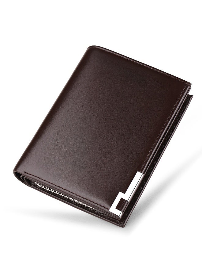 ويليامبولو WilliamPOLO متعددة فتحة الرجال قصيرة سحاب الجلد حقيبة بطاقة مصرفية محفظة الشباب محفظة - Image 1